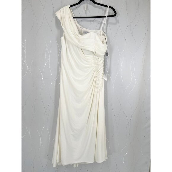 NWT Leena for Mac Duggal White Off Shoulder Tea Length Gown $298 - Picture 5 of 15